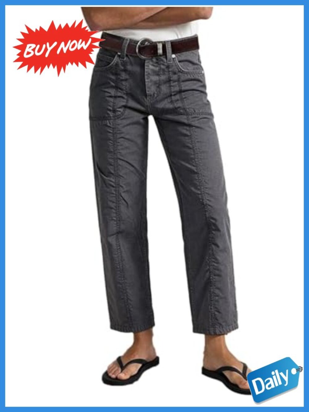 Flamingals Women's Mid Rise Straight Leg Cargo Pants Cotton Spandex